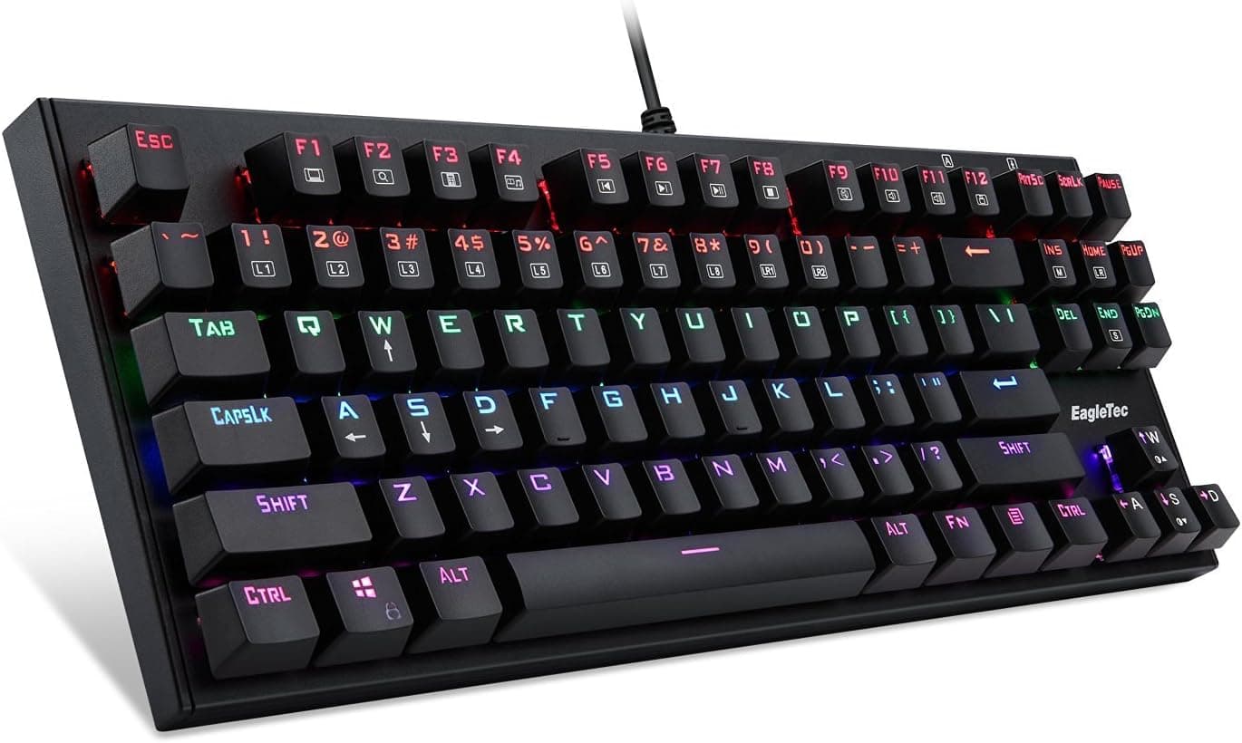 EagleTec KG020 RGB Gaming Mechanical Keyboard Rainbow LED Backlit (Black)
