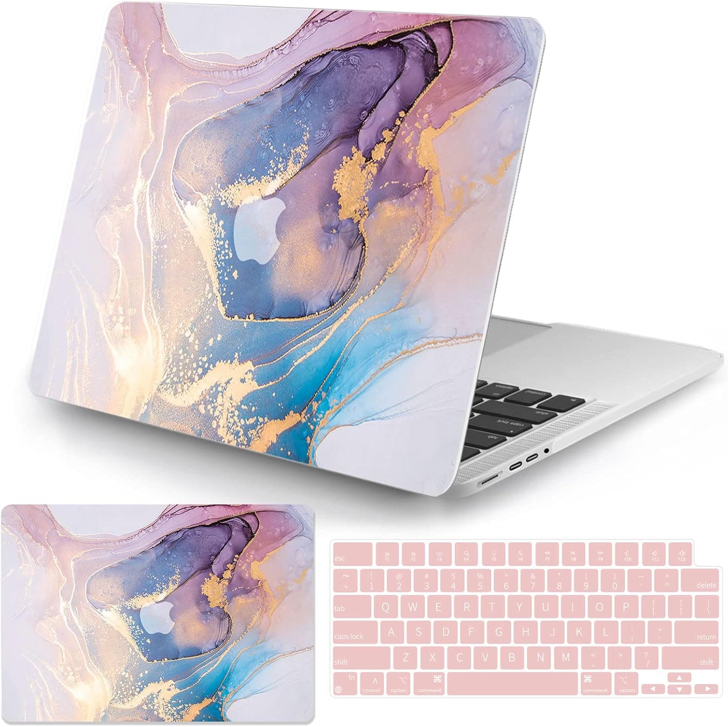 Watbro Compatible with 2021 MacBook Pro 14 Inch Laptop Case M1A2442 ,Colorful Marble Hard Shell Case & Keyboard Cover Skin for MacBook Pro 2021 with Touch ID