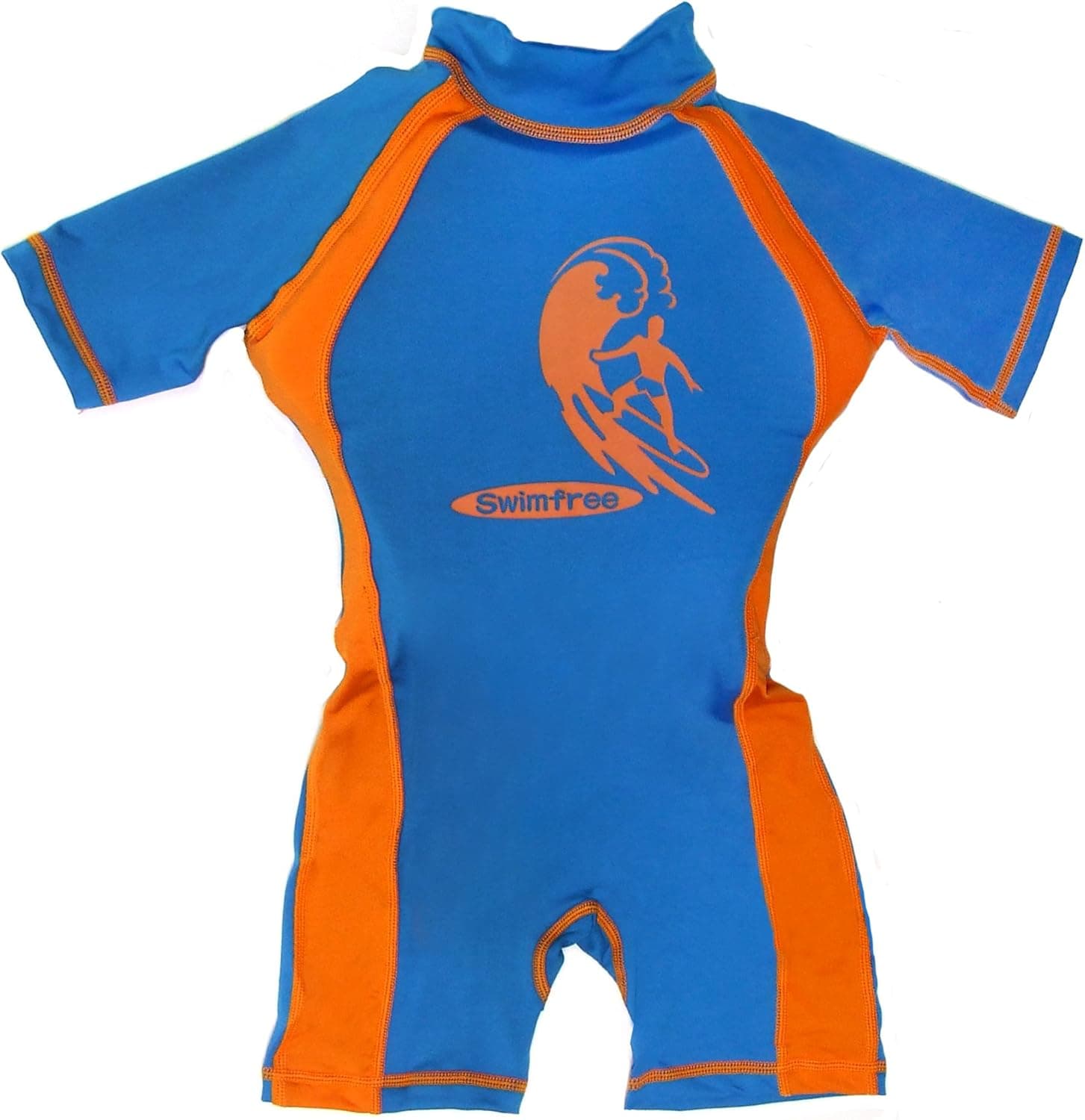 Swimfree Boys Blue/Orange Floating Swimsuit Sun Protection Swim Suit Spf+50 Flotation Suit Size Small For Kids Age 1.5-3.5 Years Old by Swimfree