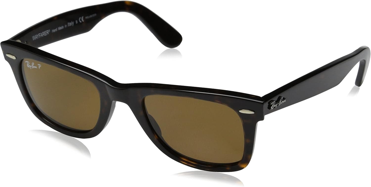 Ray-Ban RB2140 Original Wayfarer Icons Polarized Sunglasses, Tortoise/Brown, 50mm