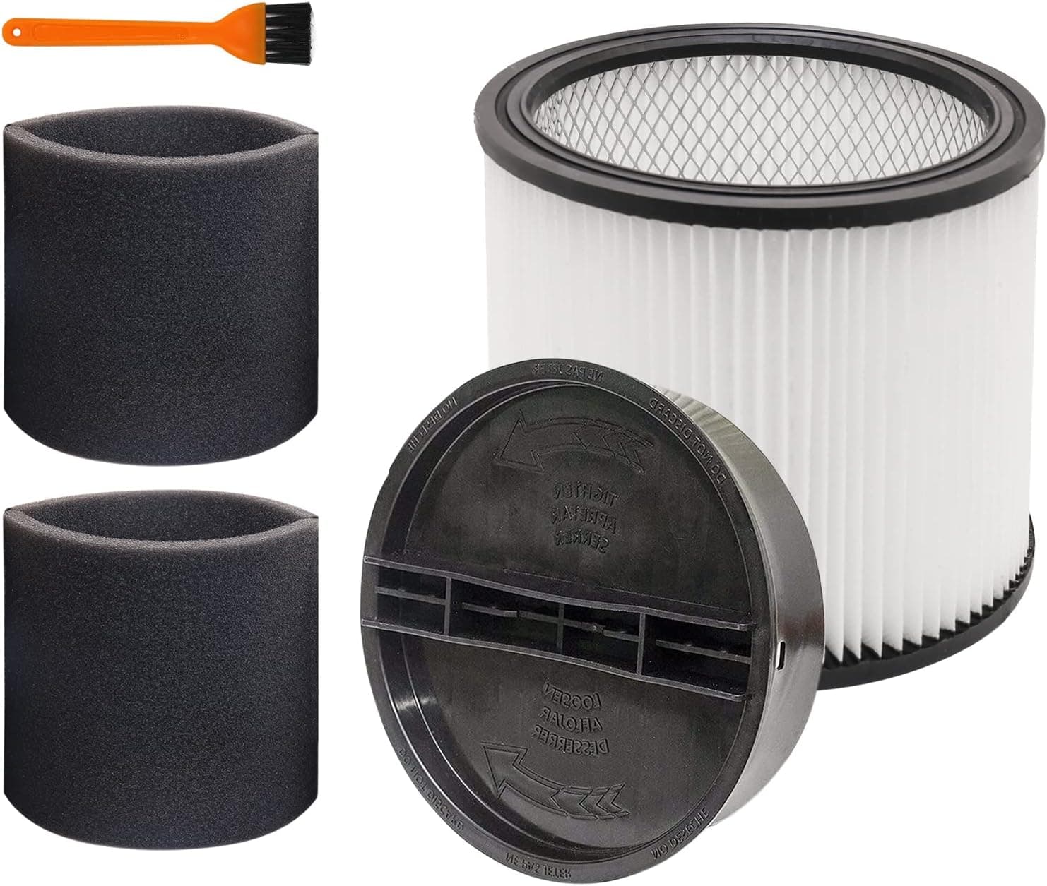 Cartridge Filter with Lid & 90585 Foam Sleeve Replacement for Shop Vac 90304 90350 90333 90585, Fits Most Wet Dry Vacuum Cleaners 5 Gallon and Above (4 Pieces)
