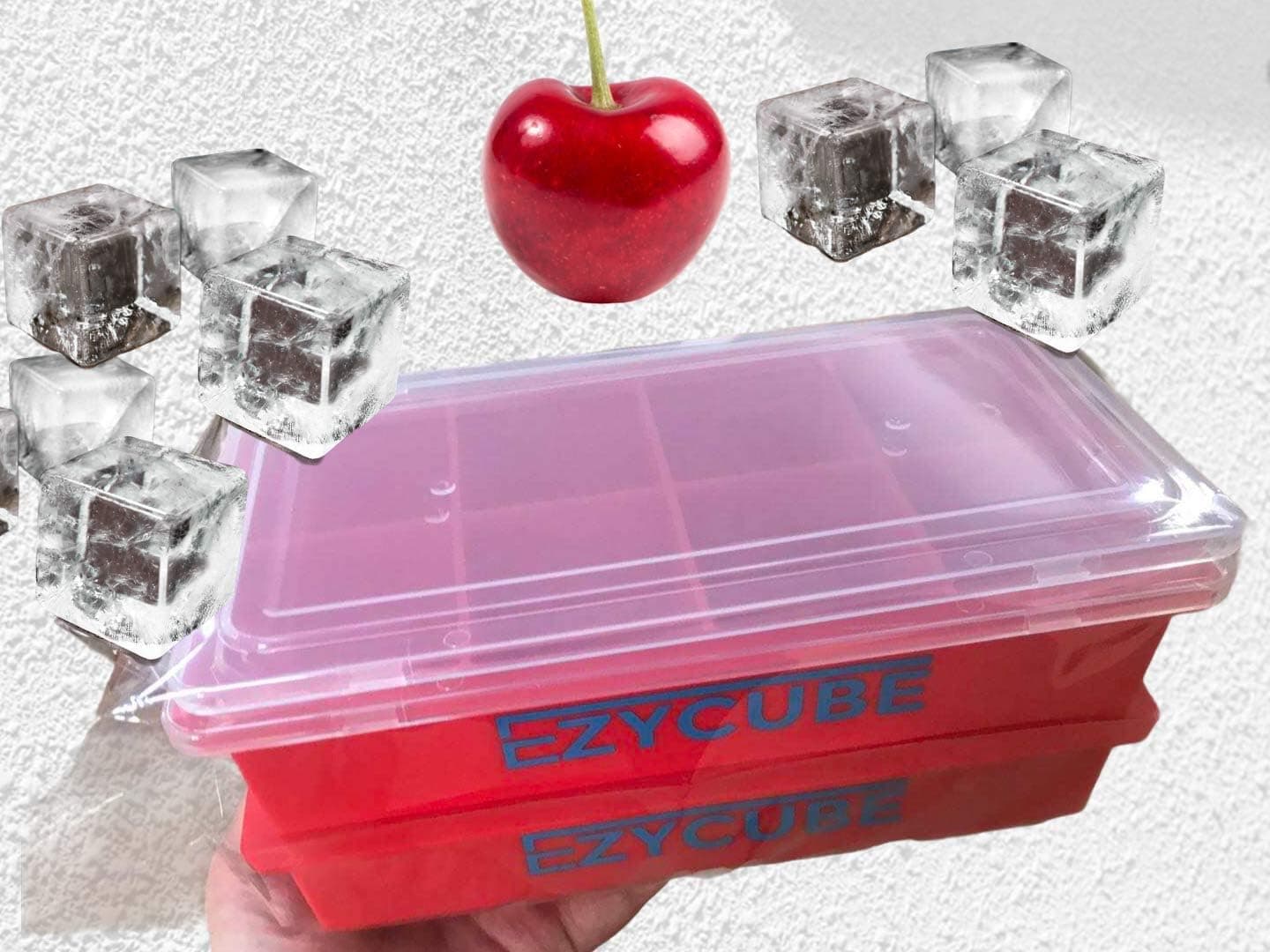 Silicone Large Ice cube Trays With Lids (2 Packs) 1 Makes 8 Giant 2 inch Large Ice Cubes Ideal for Whiskey, Cocktails, Drinks. BPA Free, FDA Std Freezer Safe Stores Baby Food--4 Colors, Red. King size