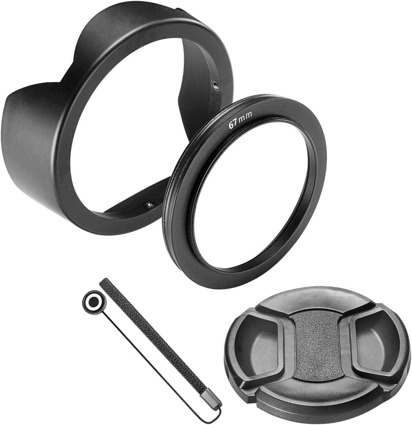 Neewer 67MM Reversible Tulip Flower Lens Hood with Metal Ring Mount Clip, Lens Cap, Cap Keeper Leash and Microfiber Cleaning Cloth for Canon Nikon Sony Panasonic DSLR with 67MM Lens Thread Size