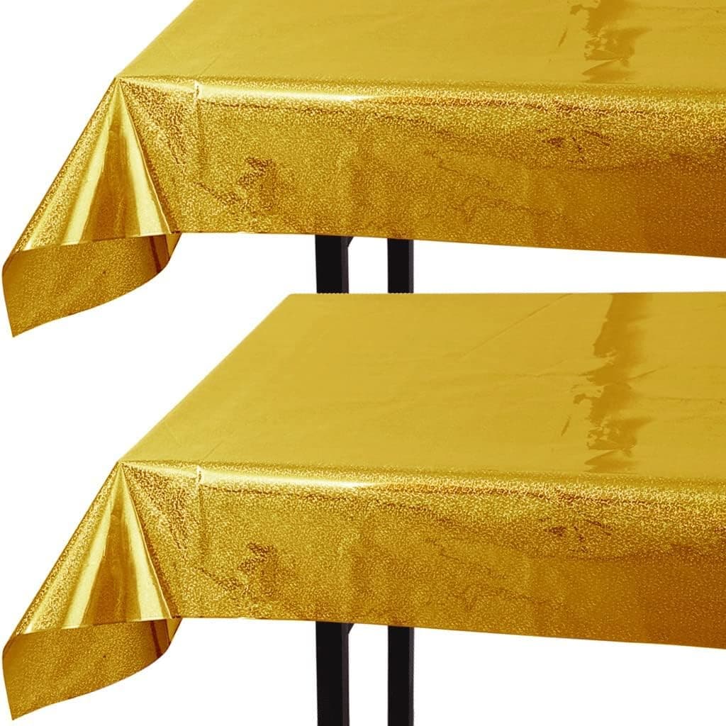 Plastic Disposable Tablecloth - 2-Pack Gold Tablecloth Disposable Gold Plastic Table Cloth - 40" x 108" Gold Plastic Table Cloths for Parties Disposable - Gold Disposable Tablecloths