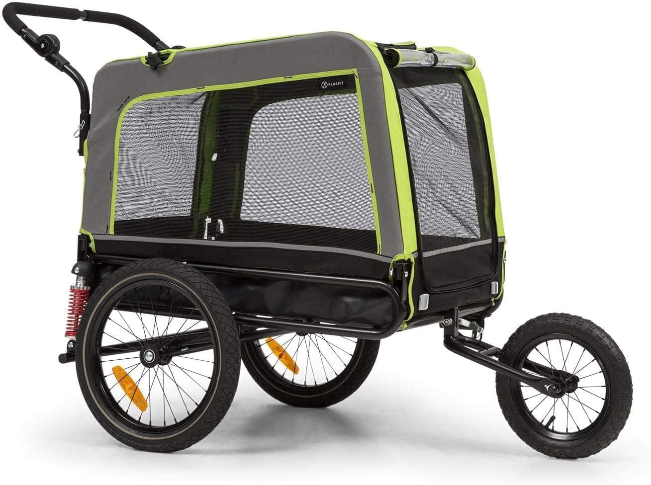 Klarfit Husky Vario 2-in-1 Dog Trailer & Dog Buggy - Approximately 63 Gallon Volume, Material: 600D Oxford Canvas, SmartSpace Concept, Maximum Load Capacity: 88 lb, Comfortable Ride