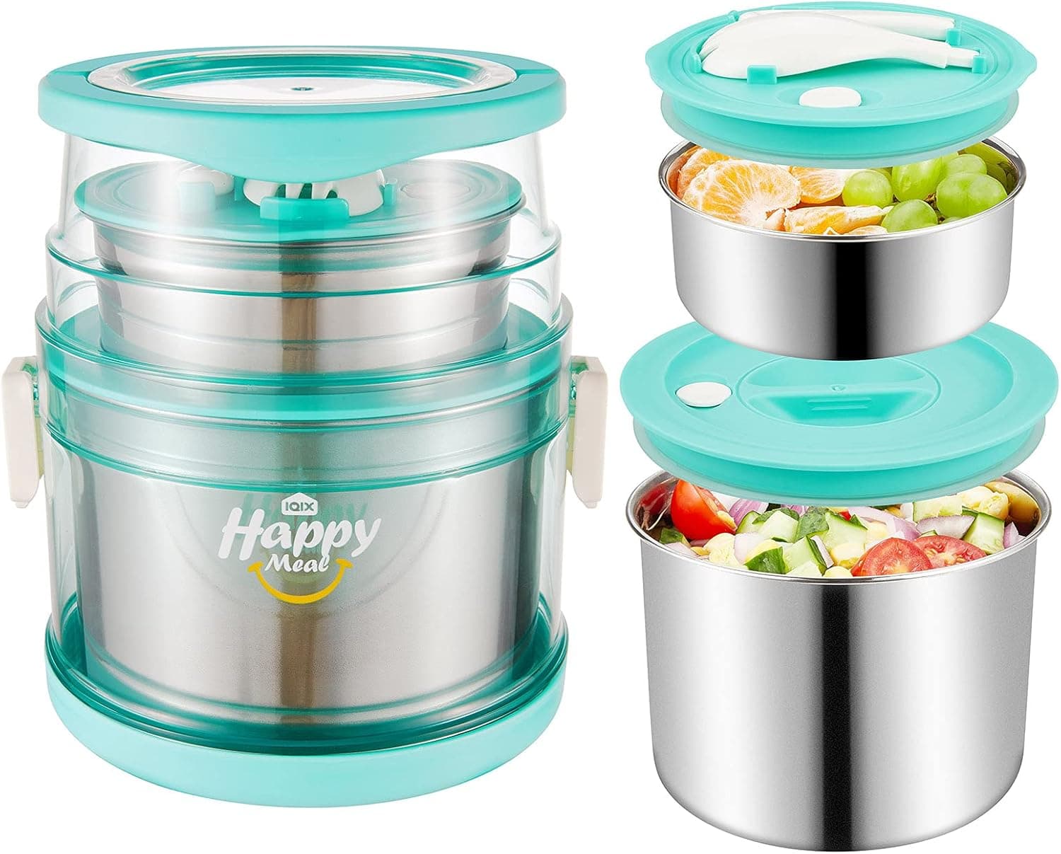 Stainless Steel Bento Box | 1500ML Stackable Lunch Box with Reusable Fork | Leakproof & Durable | Eco-Friendly, Dishwasher Safe, BPA-Free (Green)