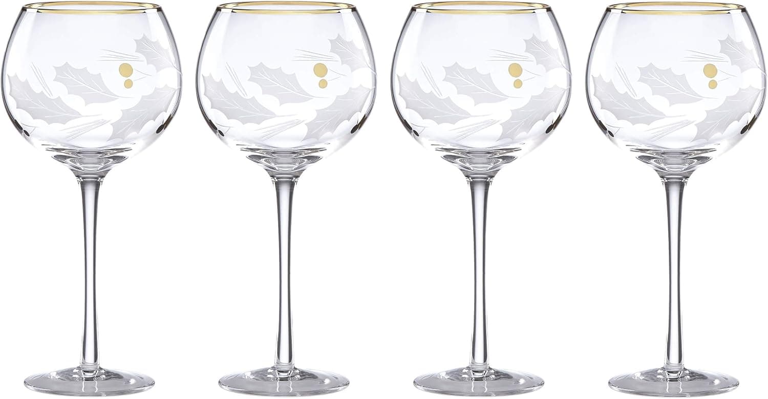 Lenox Holiday Gold 4-Piece Balloon Glass Set,14 ounces
