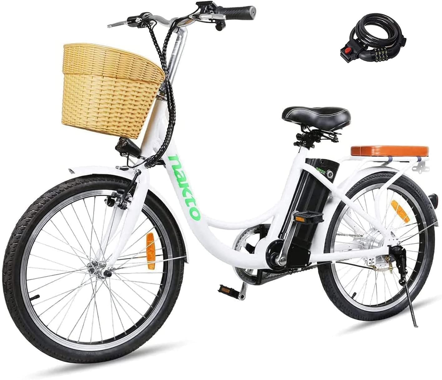 NAKTO Electric Bike for Adults City Electric Bicycle Women 36V 10.4AH Removable Battery 30-40Miles Range,18-25MPH, Portable Commuting Ebike with Charger