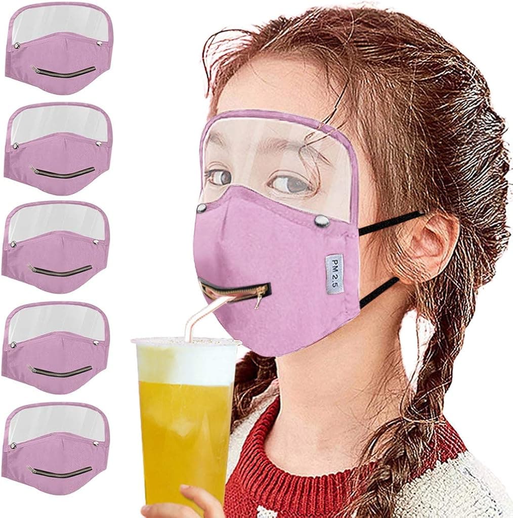 yxcmeoa 【School Day】 Children's Washable Face Bandanas Eyes Shield,Reusable Zipper Design
