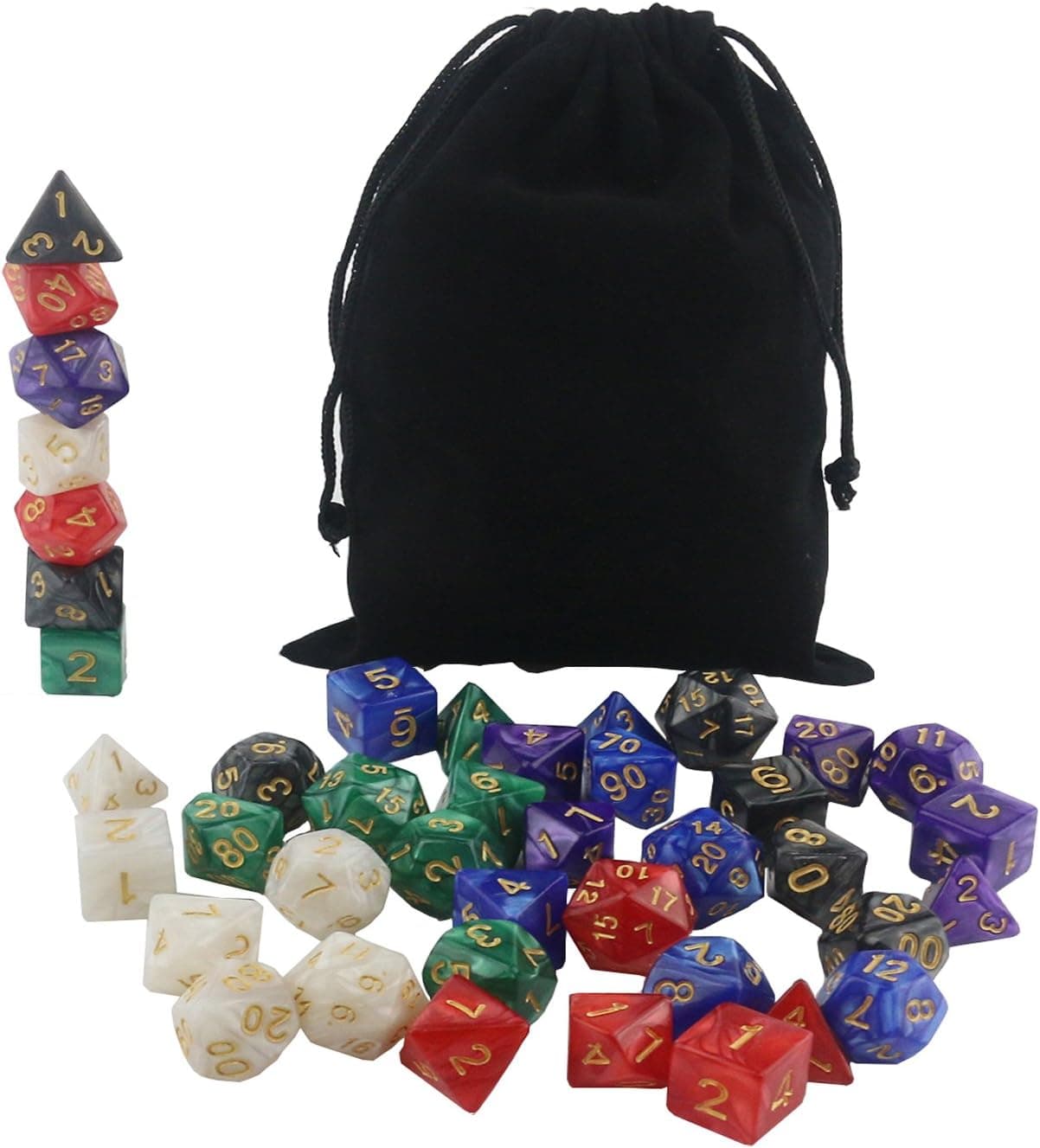 Orgrimmar Colored Dice Series DND Dice Dungeons and Dragons Polyhedral Dice Set 6 Colors D&D Dice for RPG MTG Table Games with Black Drawstring Dice Bag