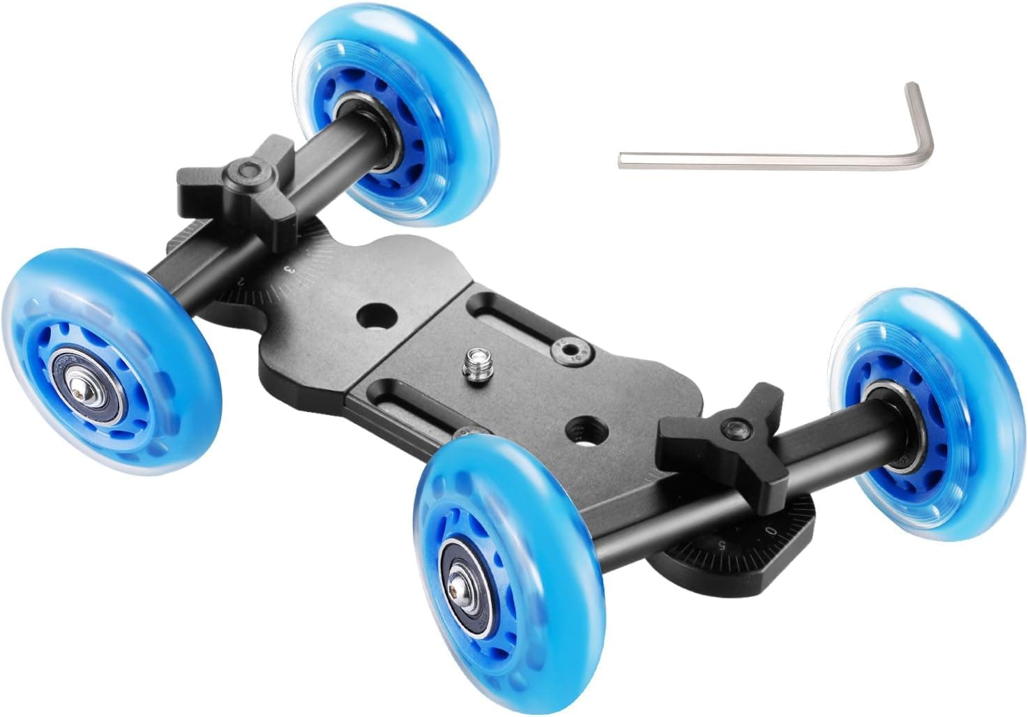 Neewer Noise-Free Table Dolly Car Rolling Slider Skater - Aluminum Alloy Board and Rotatable Fluid Silicone Wheels,22 Pounds/10 Kilograms Load Capacity for DSLRs Video Camcorders (Black/Blue)