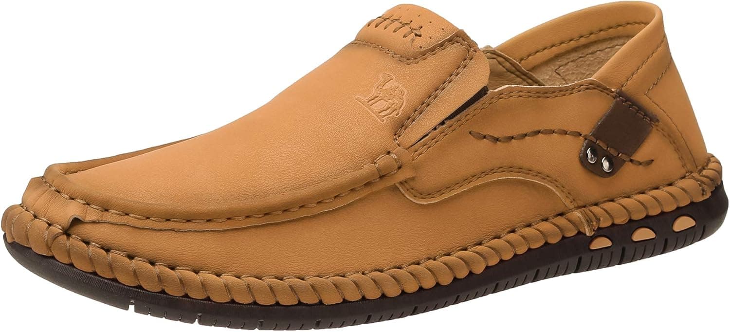 CAMEL CROWN Mens Casual Loafers Slip On Shoes Leather Flexible Walking Shoes for Men Hiking Driving(Black,Brown,Size 7-12)