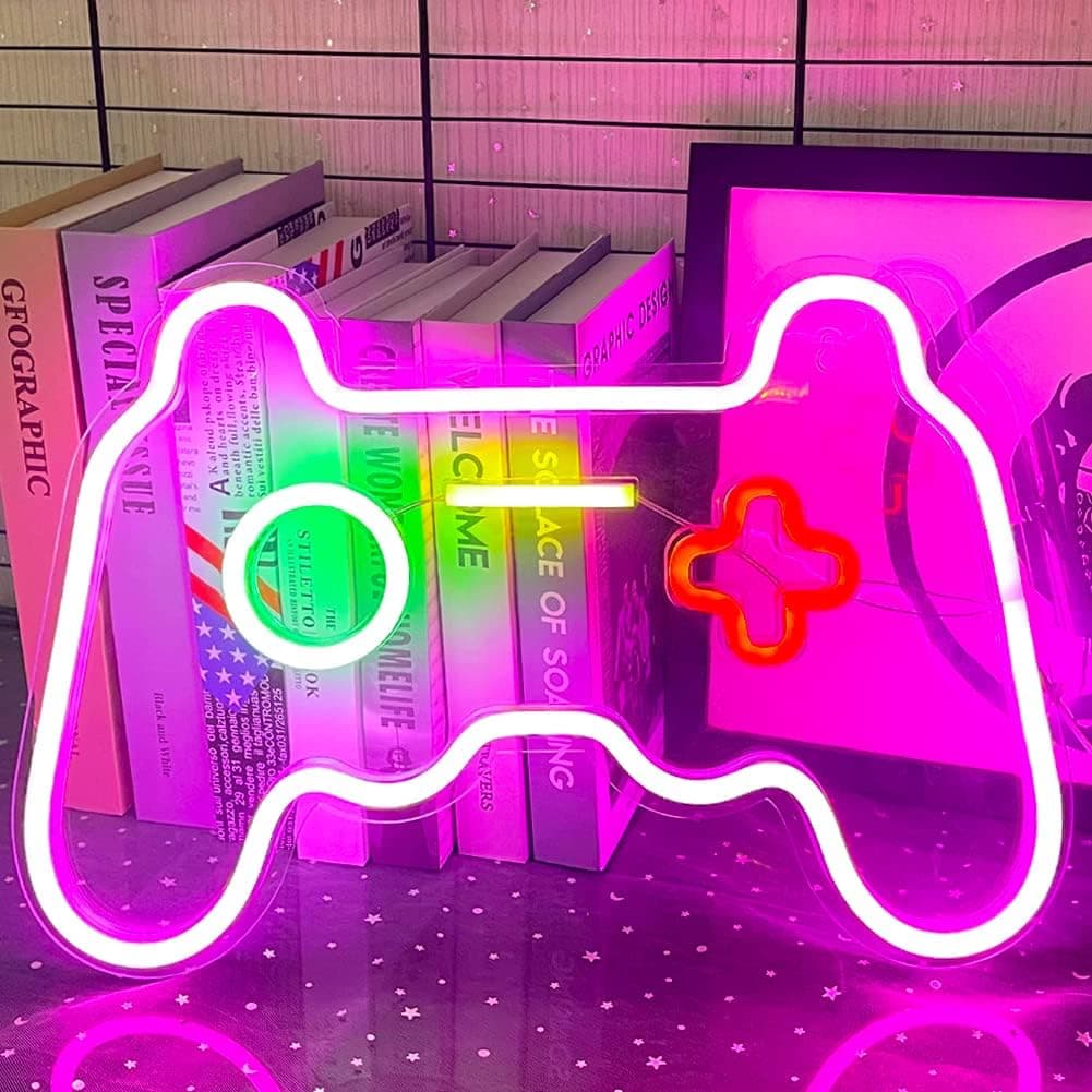 Game Neon Signs LED Game Neon Signs Gamepad Neon Signs Game Shaped Neon Sign Gamers Play Area Bedroom Bar Party Festive Christmas Decoration Gift Gamepad Neon