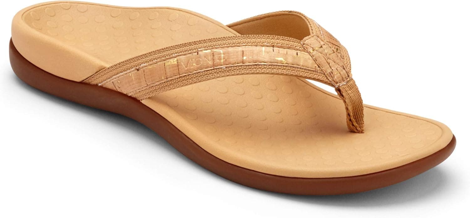 Vionic Womens Islander Synthetic Gold Cork Sandals 7 US