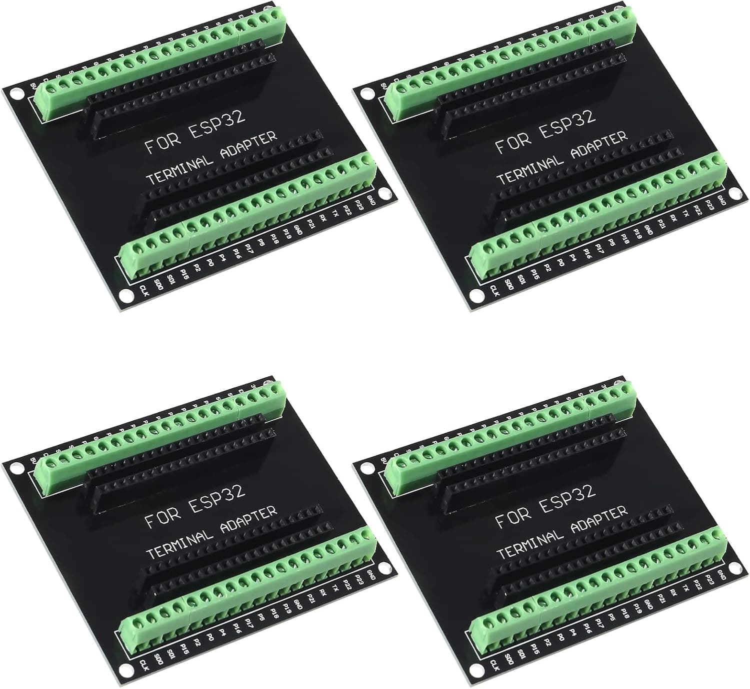 Diitao 4PCS ESP32 Breakout Board, GPIO 1 into 2 for 38PIN Narrow Version ESP32 ESP-WROOM-32 Microcontroller Development Board(ESP32 Breakout Board), Black