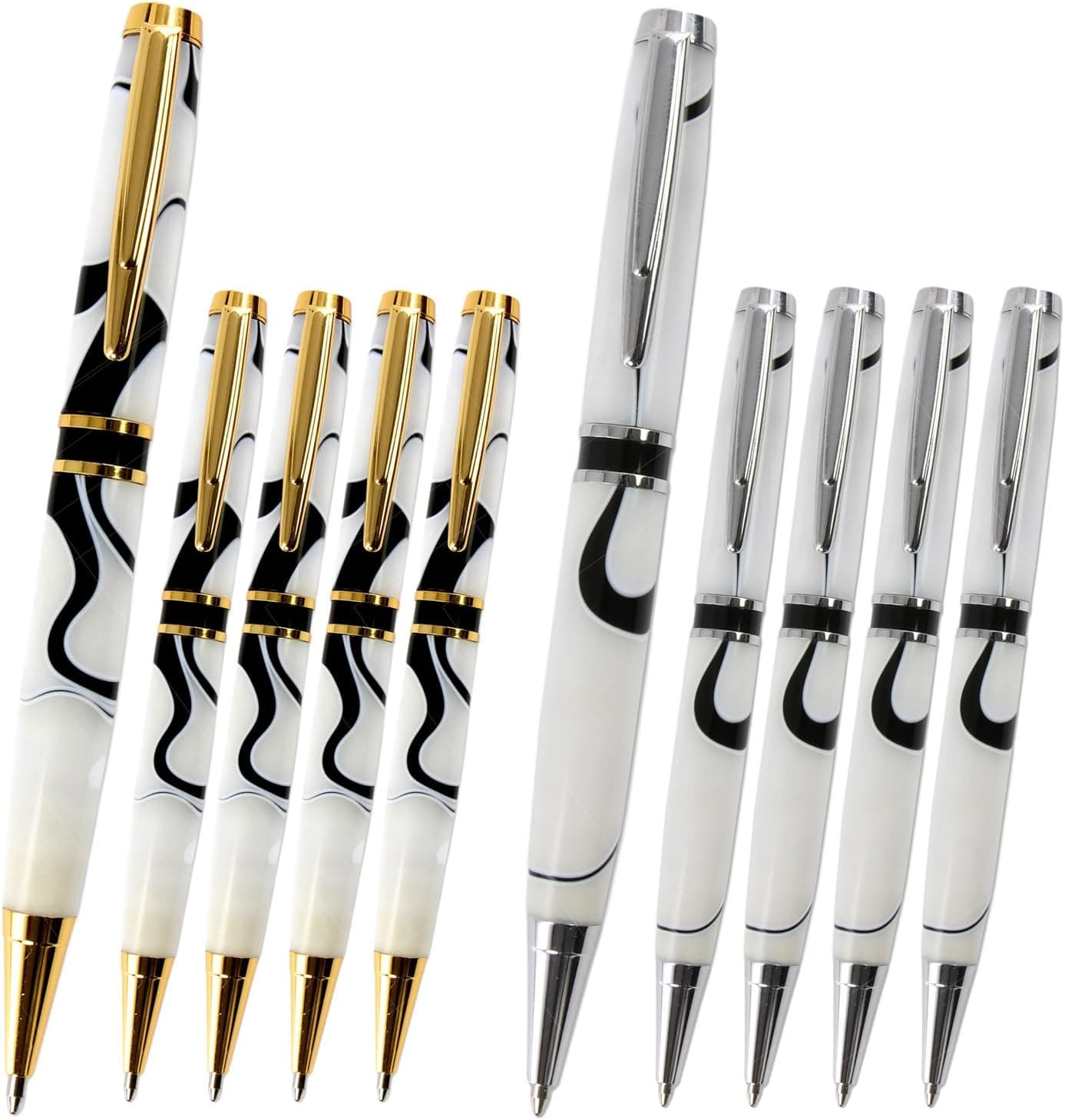 Legacy Woodturning, Elegant American Pen Kit - Gold & Silver Variety, 10 Pack