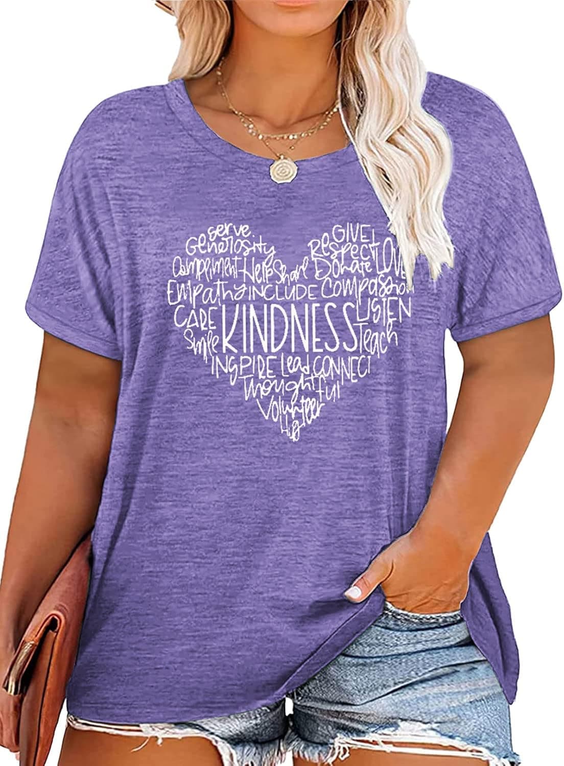 Plus Size Women Be Kind Shirts Cute Kindness Heart Blessed Graphic Tees Inspirational Teacher Tops