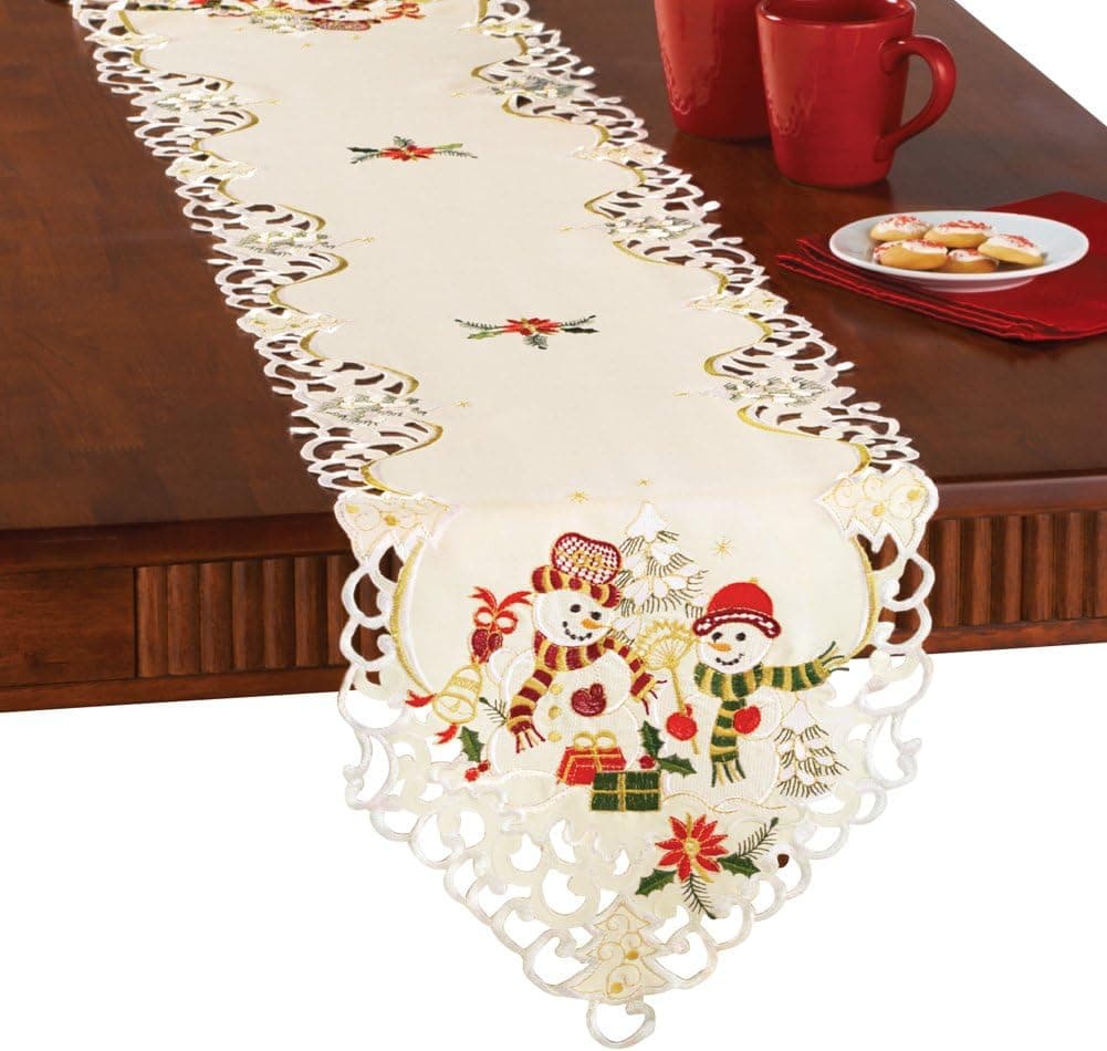 Collections Etc Snowman Couple Christmas Table Linens