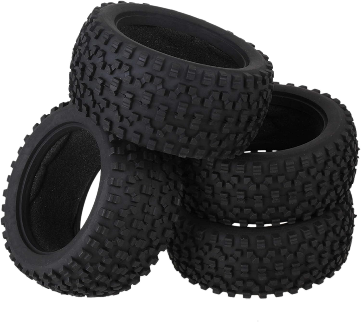 Mxfans 4Pcs Rubber Black Spot Shape Tyres Fits RC 1/10 Off Road Car BY-003 BY-004