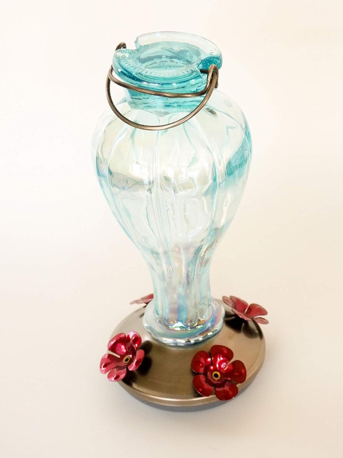 Rainbow Blossom Glass Hummingbird Feeder with 4 Nectar Ports