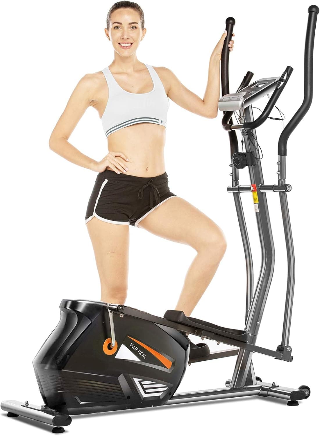 FUNMILY Elliptical Machine Cross Trainer, EM530 Cardio Fitness Equipment with 10 Level Magnetic Resistance, LCD Monitor, 390 LBs Max Weight for Gym Home Use （Silver）