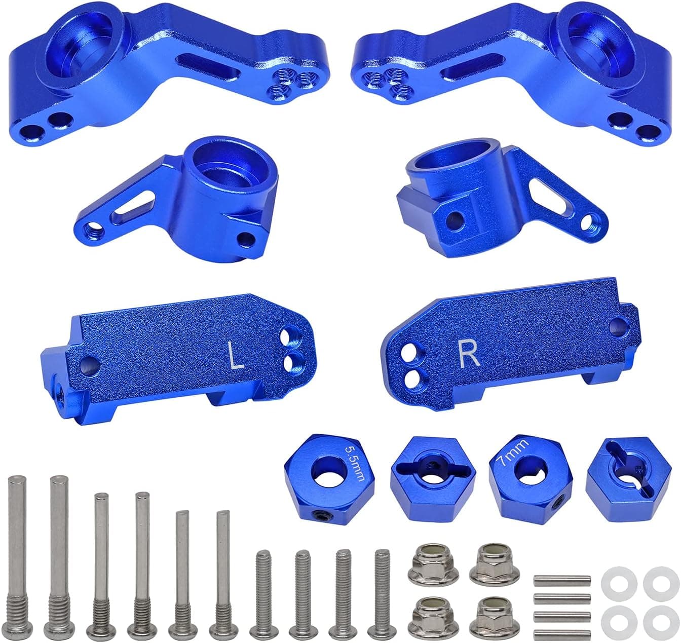 RC Alloy Steering Blocks Caster Block Rear Stub Axle Carriers & 12mm Hex Wheel Hubs for Traxxas 2WD 1/10 Slash, Stampede, Rustler, Nitro Slash-Replaces Part 3736 3632 3752