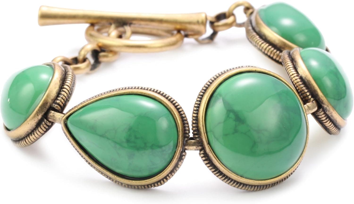 Lucky Brand Gold-Tone Turquoise-Color Howlite Link Bracelet, 7.5"