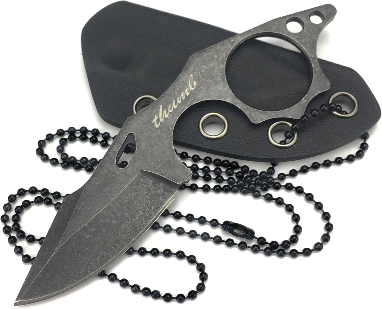 HUAAO 4.9’’ EDC Fixed Blade Knife, 9Cr18MoV Steel Blade and Full Tang Handle, Small Knife Neck Knife with Sheath for Cutting Camping Gift (Black)