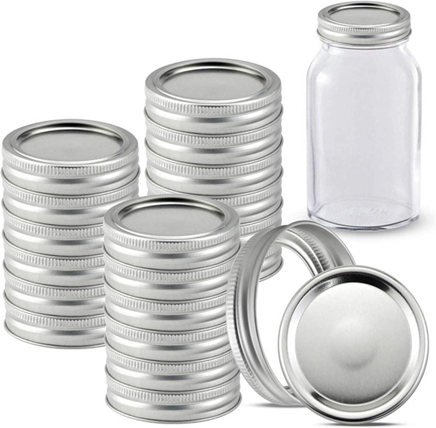 GFANSY Wide Mouth Canning Lids and Bands for Mason Jars, 24+2 Count Regular Canning Jar Lids and Rings, 70MM Split Type Lids Leakproof Storage Cover for Mason Jar (70mm, 26PCS- Lids & Bands)