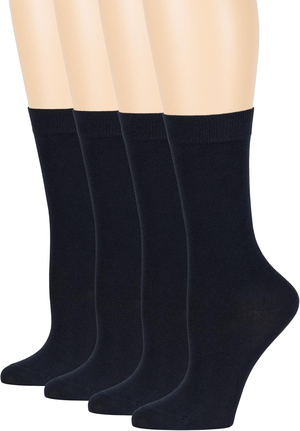 7Bigstars Women's Bamboo Dress Socks 4 Pack L/M- Black Brown Blue Grey Beige Green