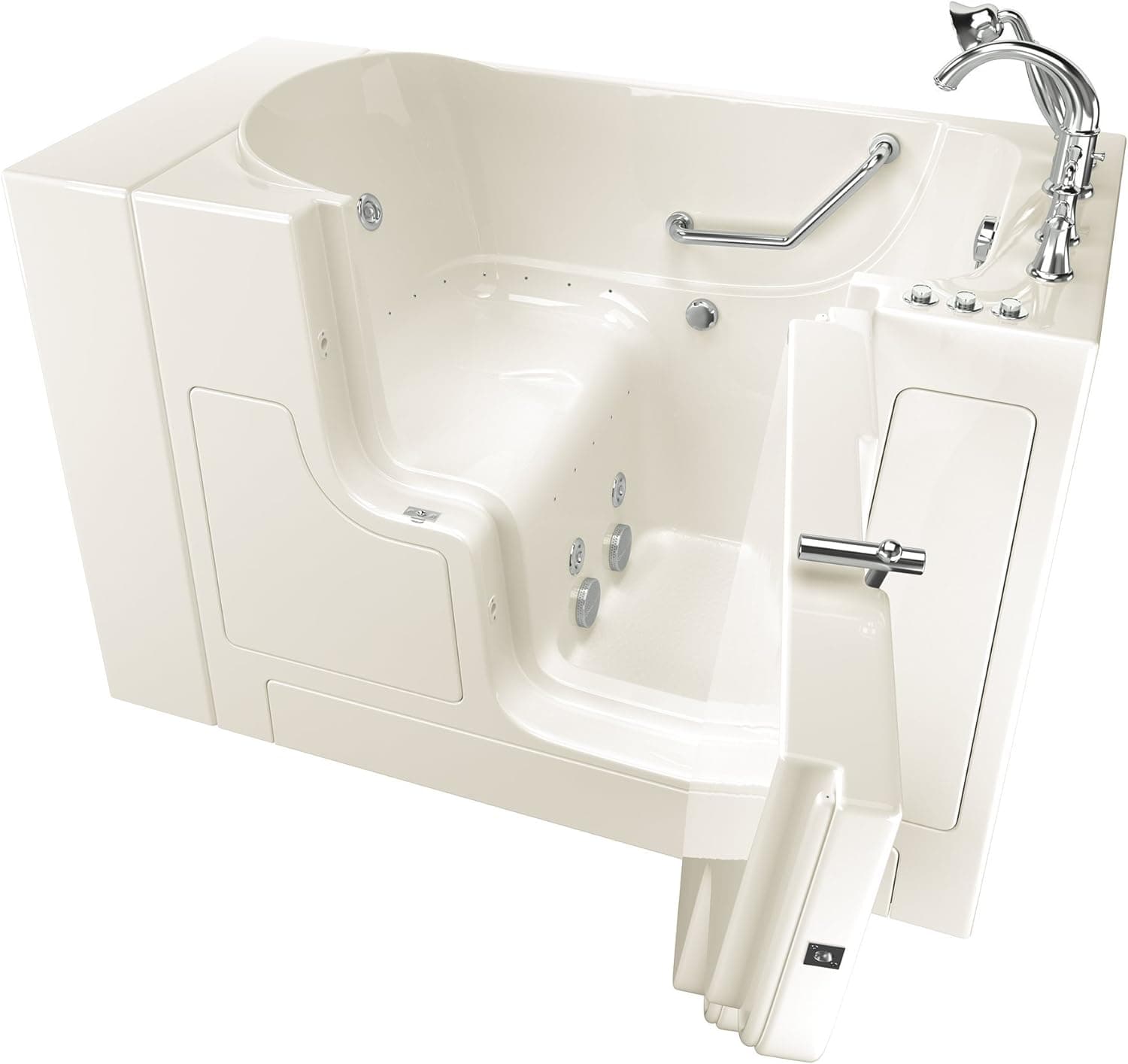 American Standard 3052OD.709.CRL-PC Gelcoat Value Whirlpool and Air Spa 30"x52" Right Side Door Walk-In Bathtub in Linen