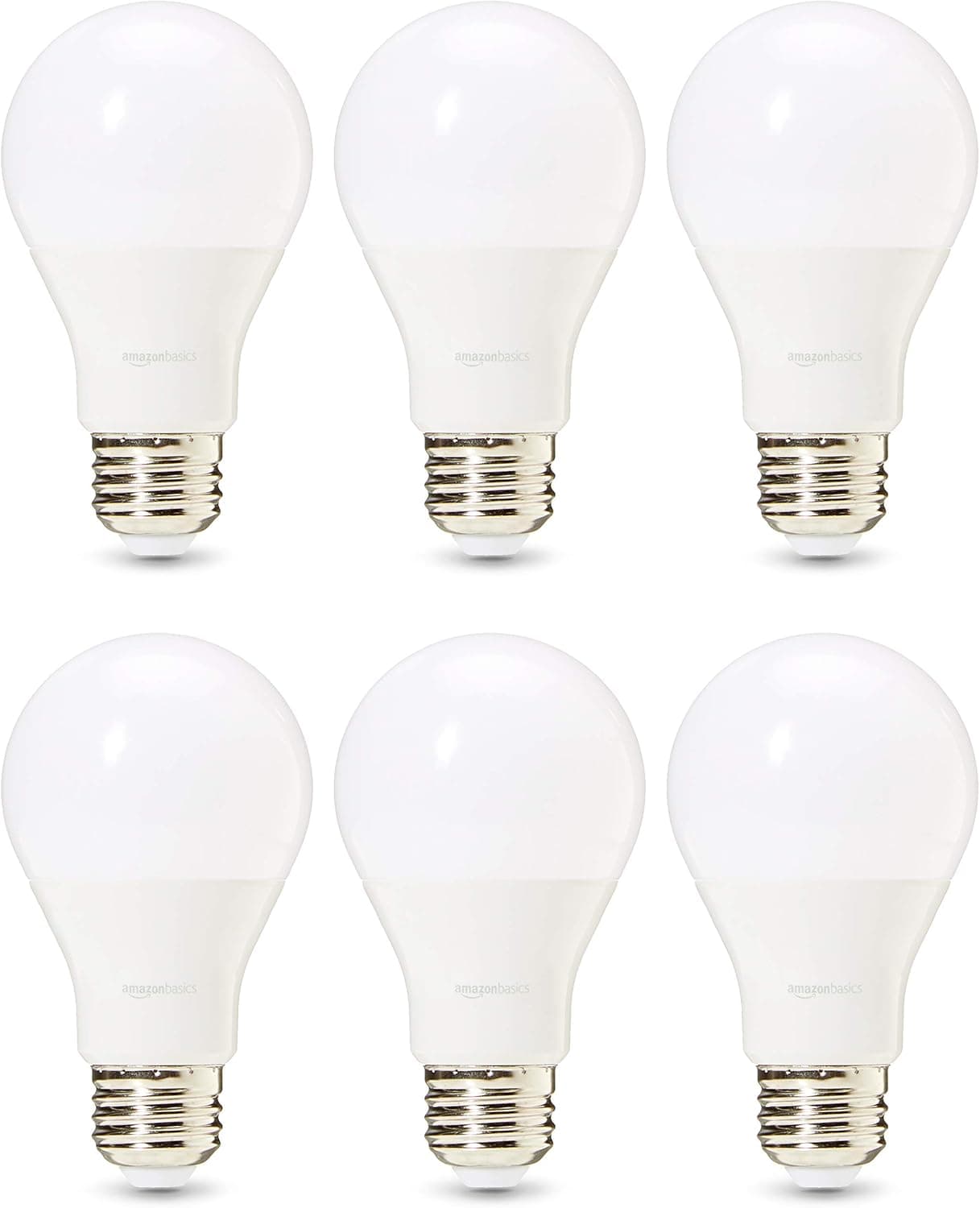 Amazon Basics Commercial Grade 25,000 Hour LED Light Bulb | 75-Watt Equivalent, A19, Soft White, Dimmable, 6-Pack