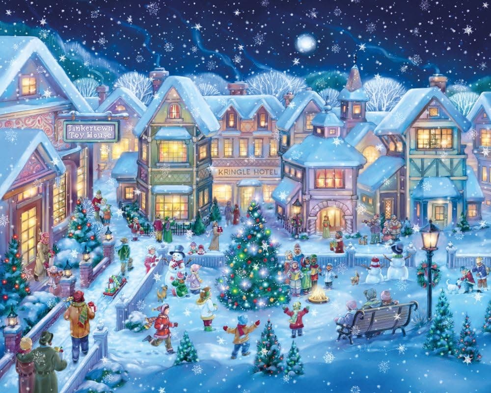 Vermont Christmas Company Holiday Village Square Christmas Jigsaw Puzzle 1000 Piece