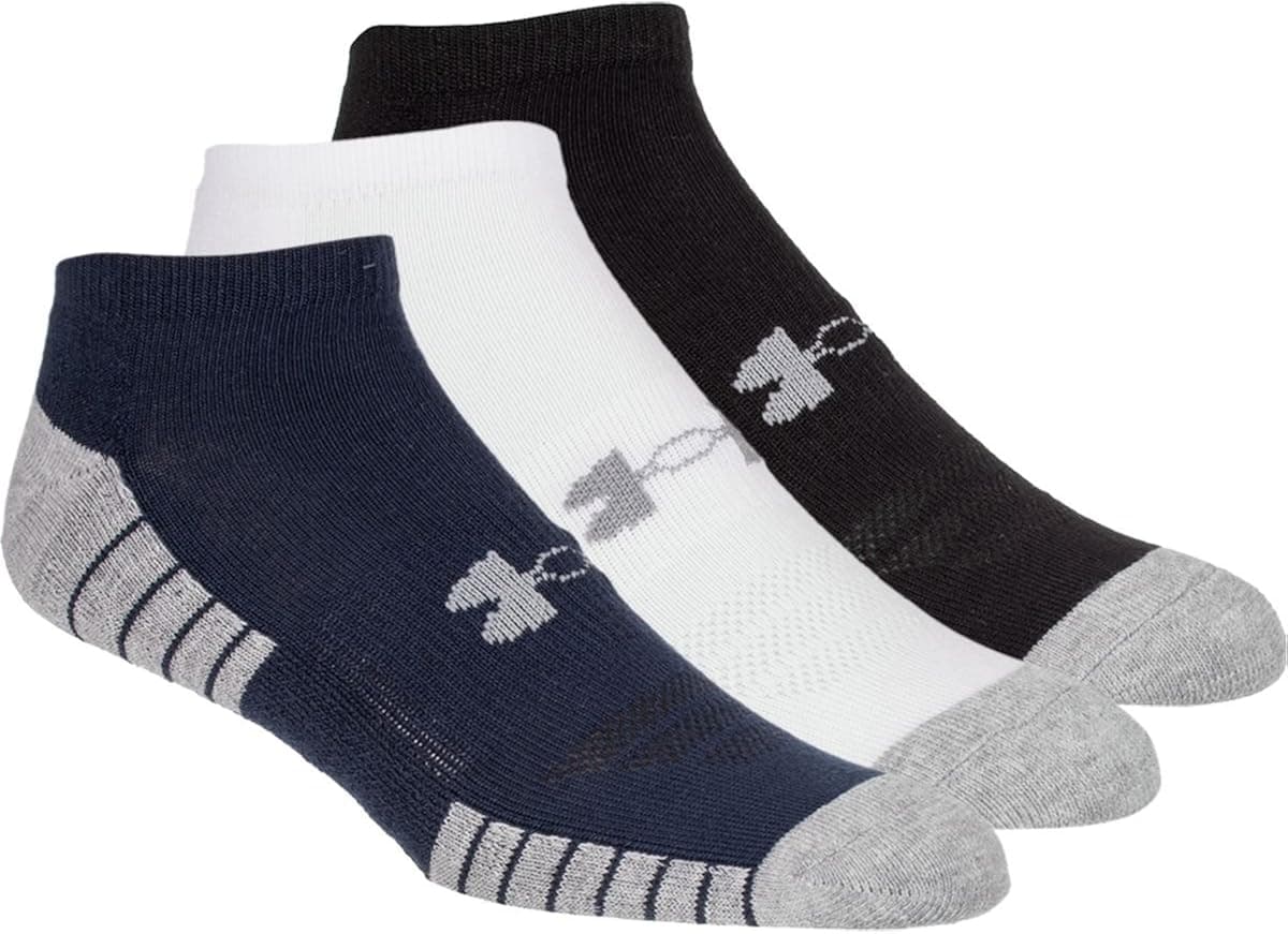 Under Armour HeatGear Tech No Show Sock - 3-Pack - Men's Academy Blue/Asst, 10.0-13.0