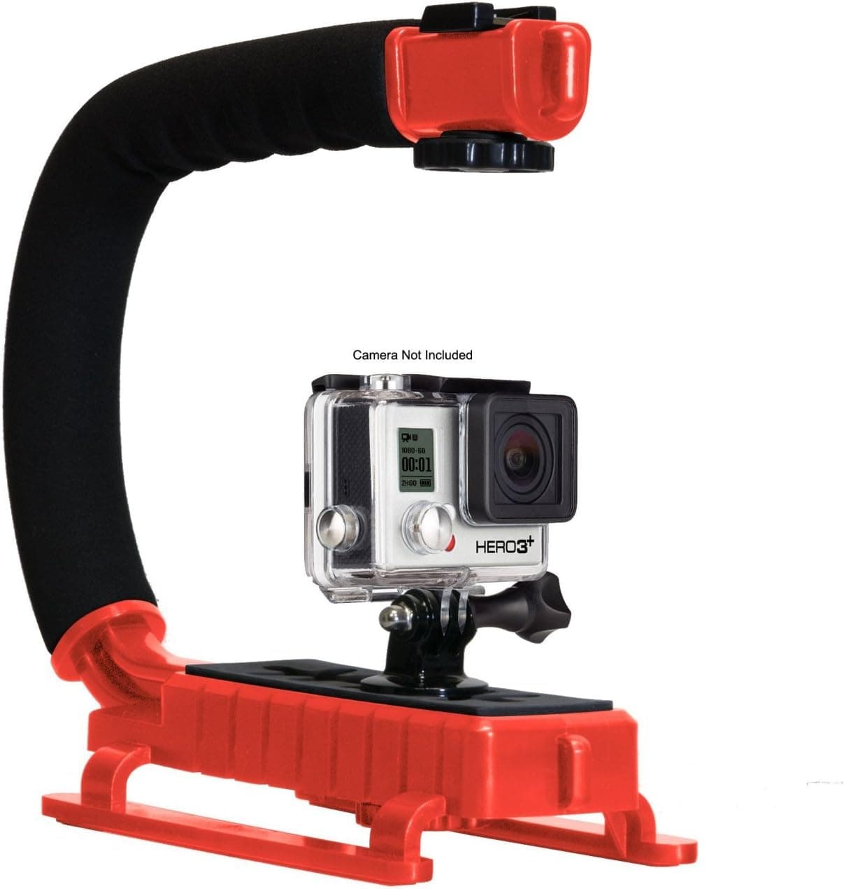Opteka X-Grip Professional Action Stabilizing Handle Specifically Made for GoPro HD Hero6, Hero5, Hero4, Hero3, Hero and Session with Accessory Shoe for Flash, Mic, or Video Light (Red)