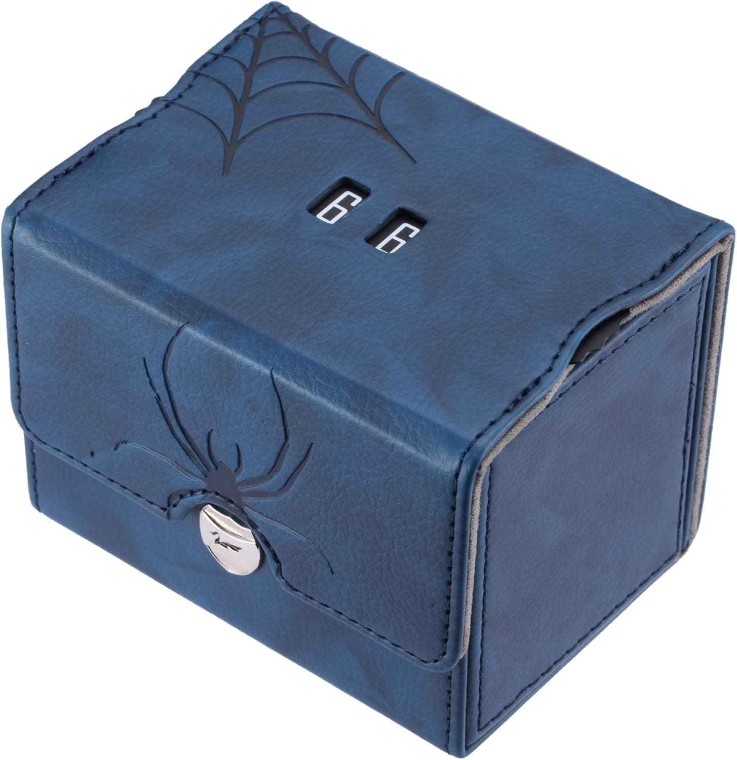 Zoopin Leather Deck Box with Built-in Spinning Life Counter (Blue)