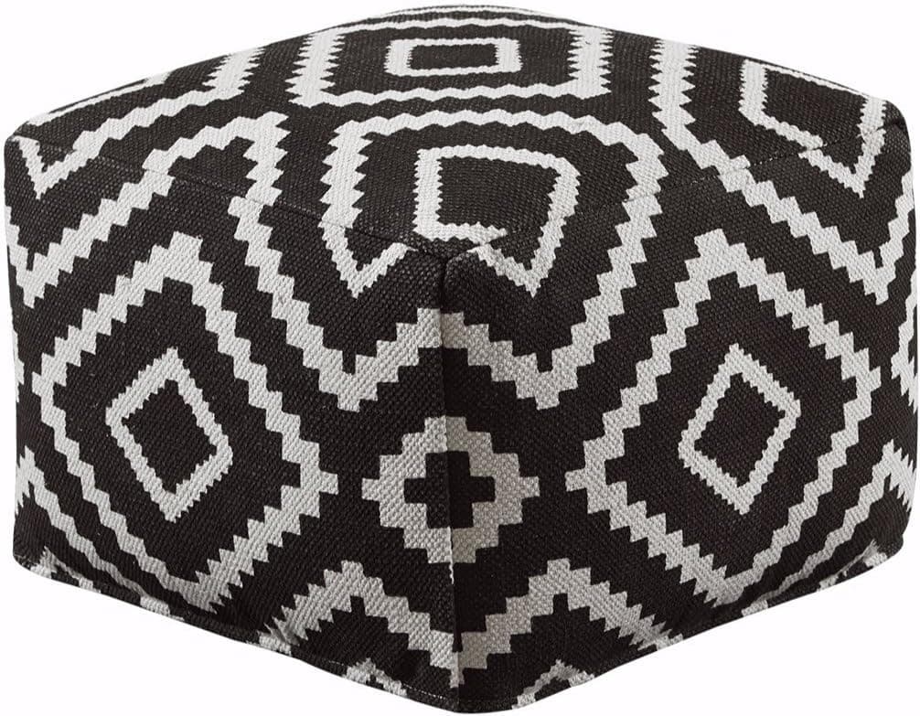 Ashley Furniture Signature Design - Geometric Pouf - Handmade - Imported - Traditional - Black