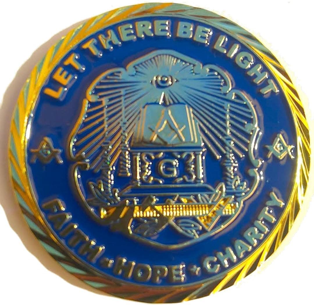 Equinox MR 1.75" Commemorative Let There Be Light Masonic Lodge Member Freemasons Coin with Case