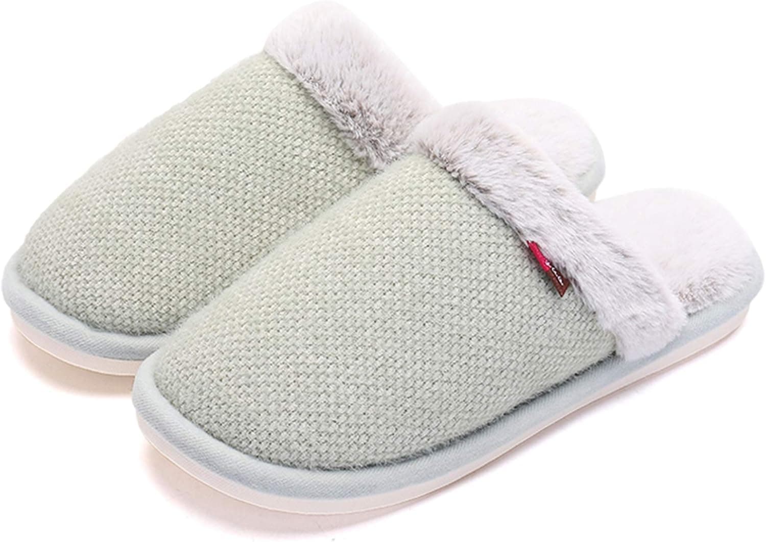 DUORO Women's Comfort Faux Fur House Slippers Memory Foam Slippers Anti-Skid Sole House Slippers for Indoor Outdoor