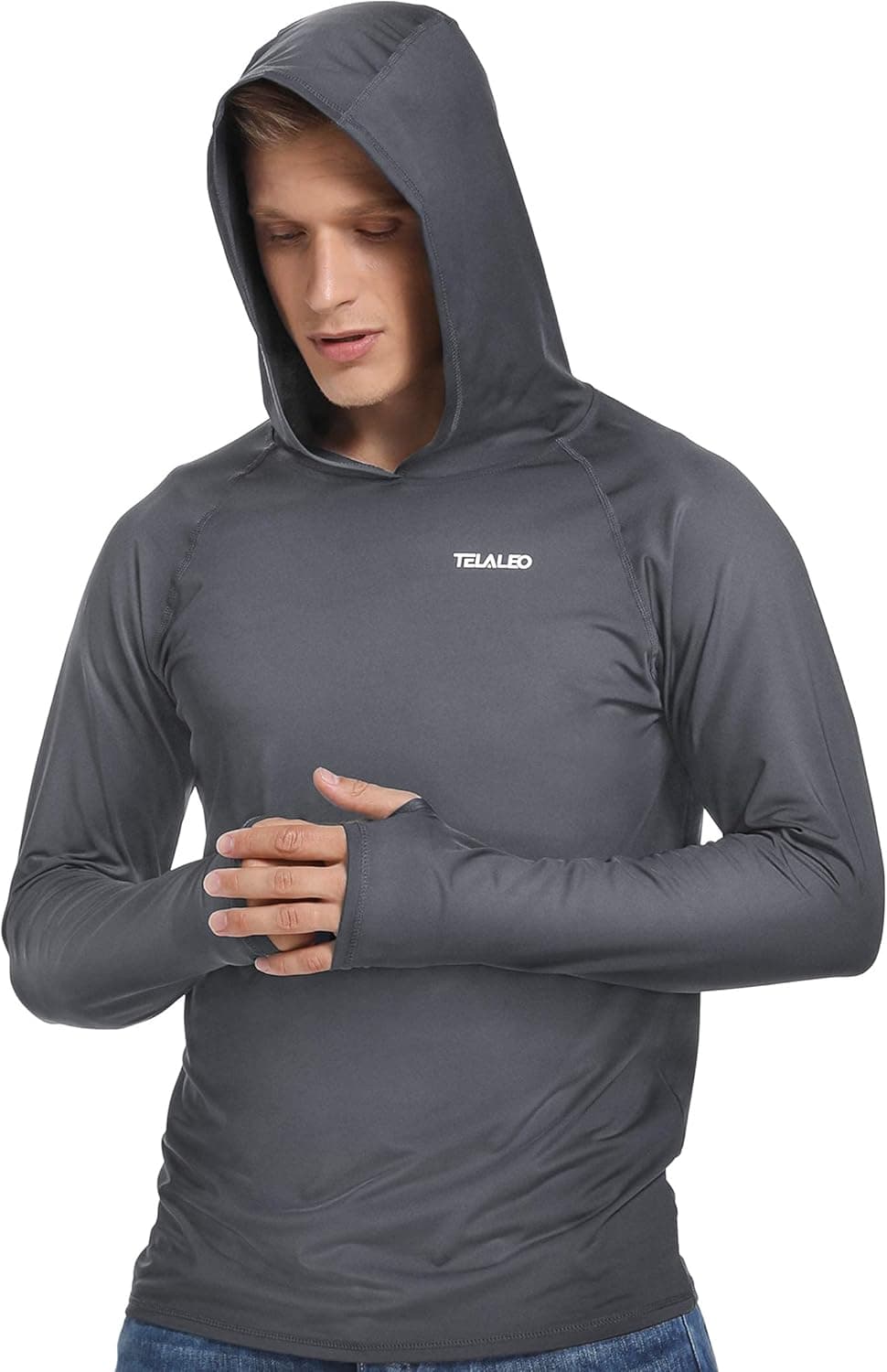 TELALEO 3 or 2 Pack Men's UPF 50+ Sun Protection Lightweight Hoodie Long Sleeve SPF UV Shirt For Fishing Hiking