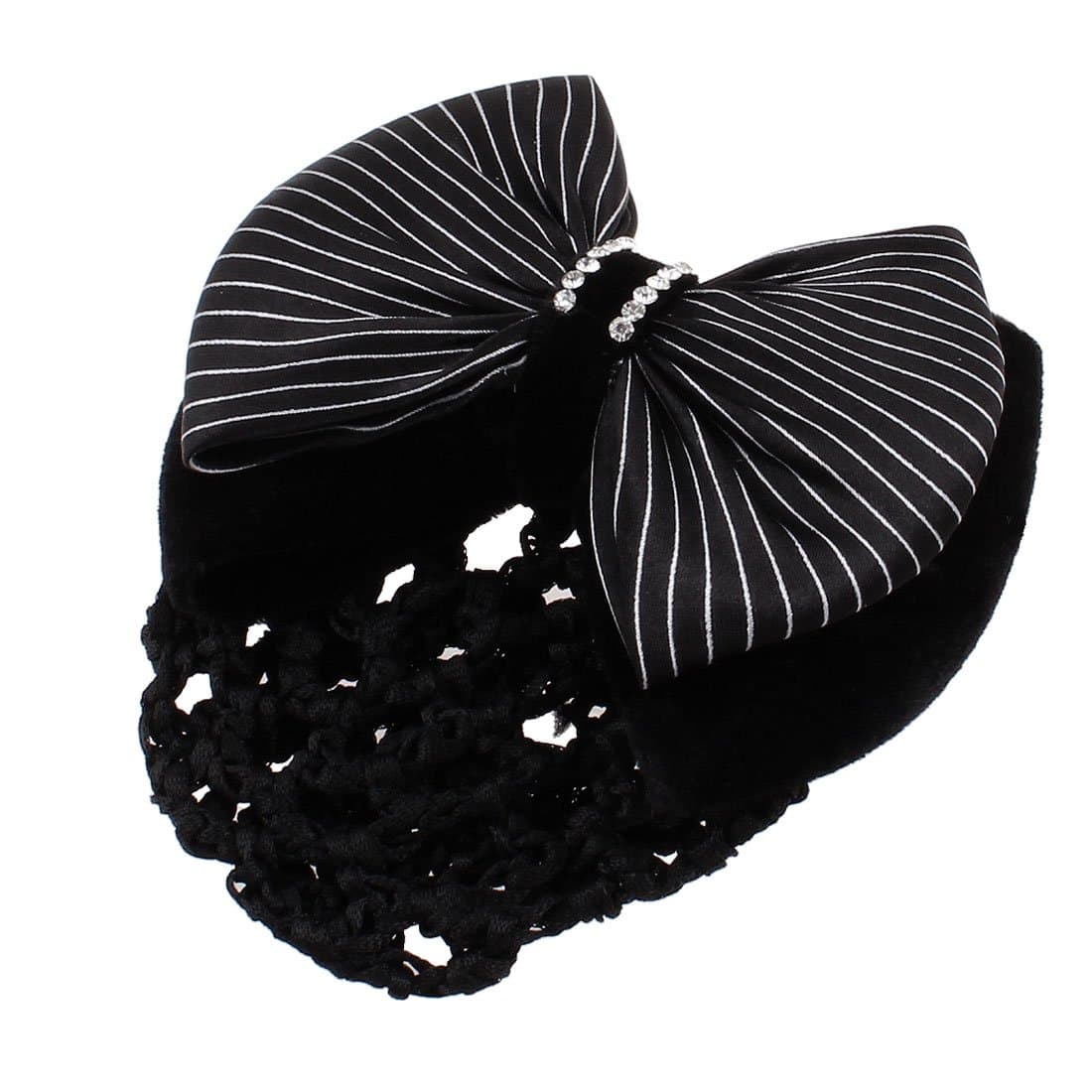 Uxcell Rhinestone Dual Layer Bowknot Snood Net Barrette Hairclip, 0.07 Pound