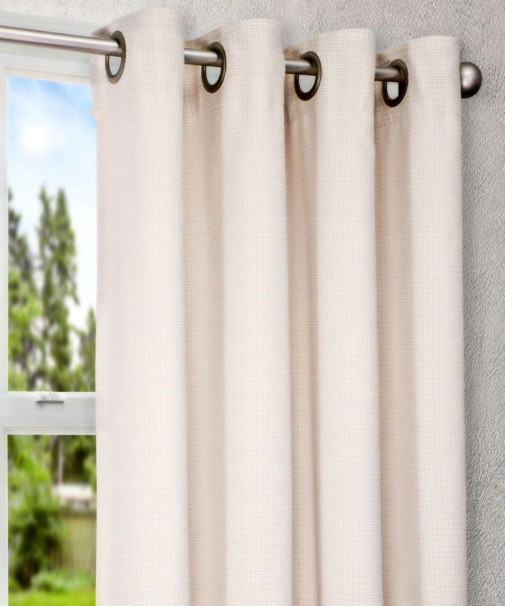 Ellis Curtain Landis Mini Check Textured Weave Grommet Top Lined Curtain Panel, 54 by 84-Inch, Natural