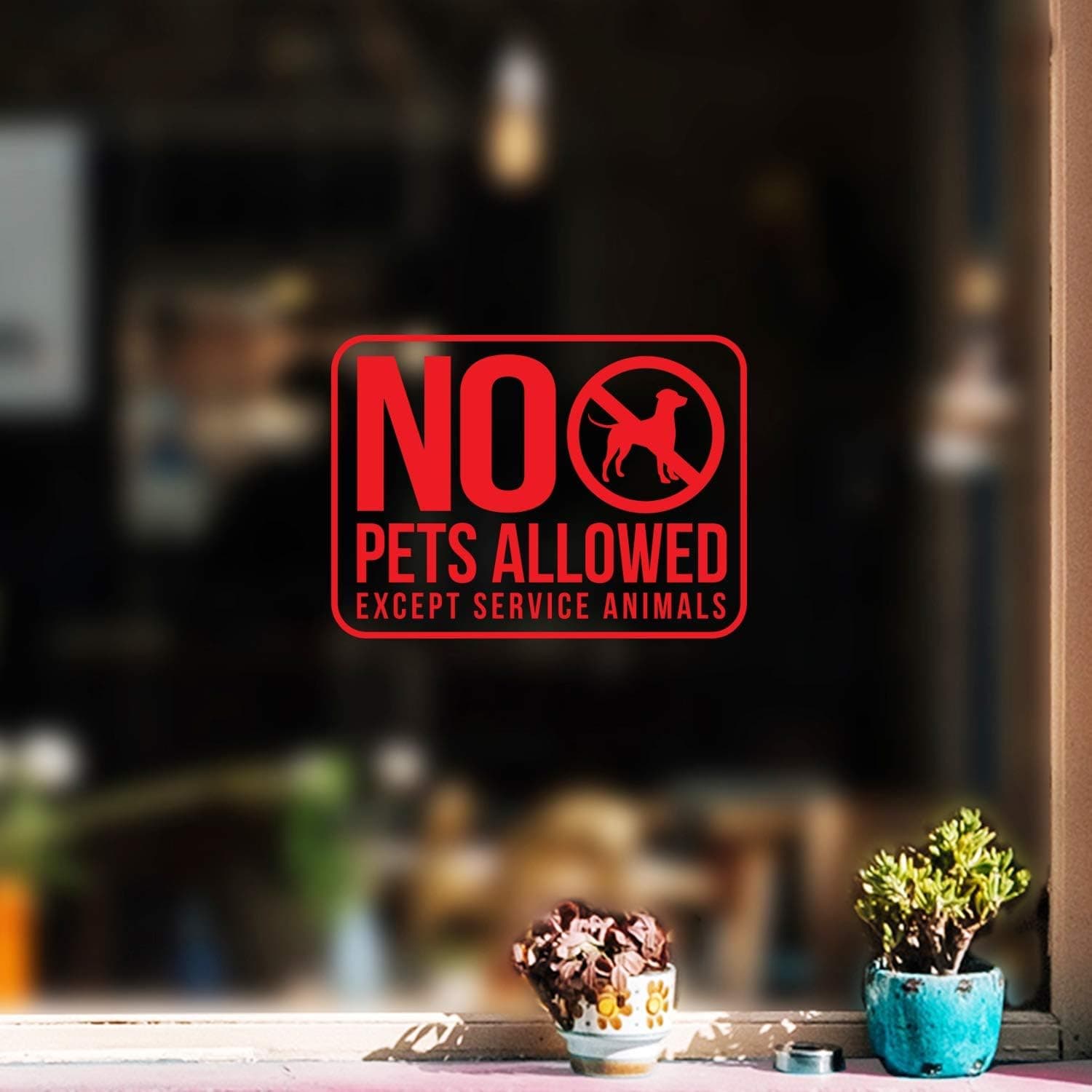 Vinyl Wall Art Decal - No Pets Allowed Except Service Animals - 8.7" x 12" - Modern White Informative Sign for Store Front Restaurant Business Building Shop Indoor Outdoor (Red)