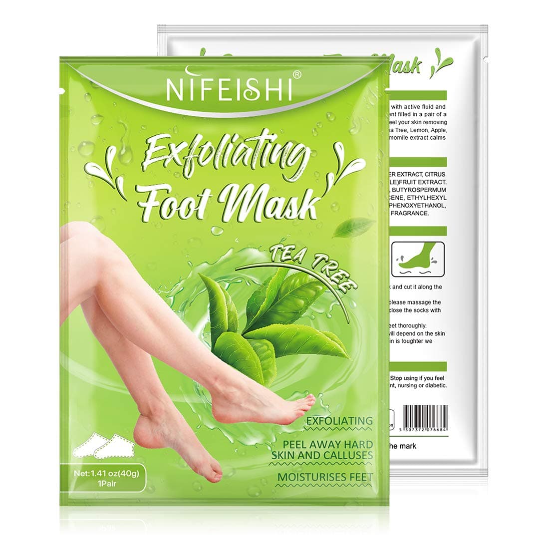 Soft Foot Exfoliating Peeling Scrub Mask 3 Pack -Baby Foot Peel -Removes Calluses,Dead and Dry Skin - Repairs Rough Heels in 7 Days - Peel Mask (3pcs tea tree foot mask)