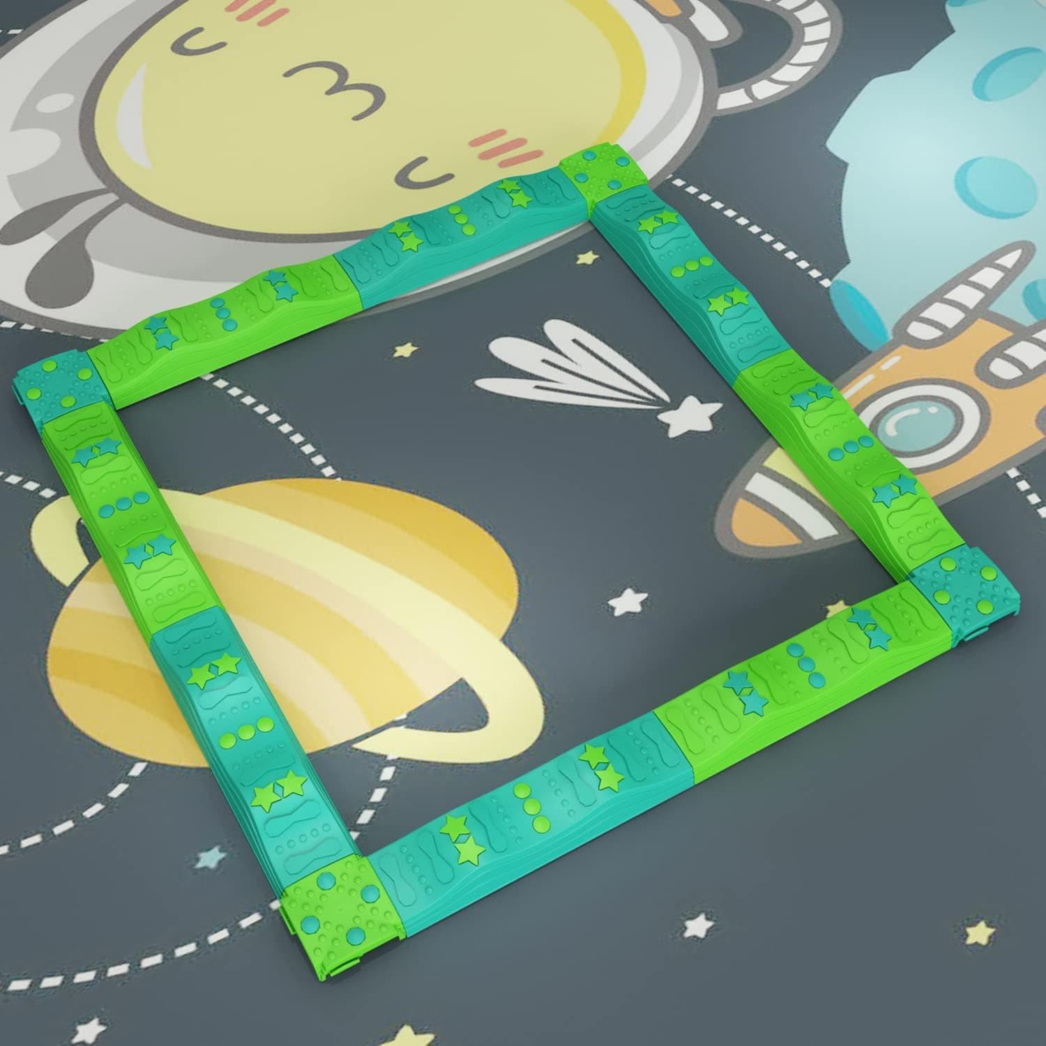 Children's outdoor wave-shaped balance beam stepping stones Children's obstacle course Five-star pattern non-slip texture The bottom is equipped with non-slip mats (12PCS)