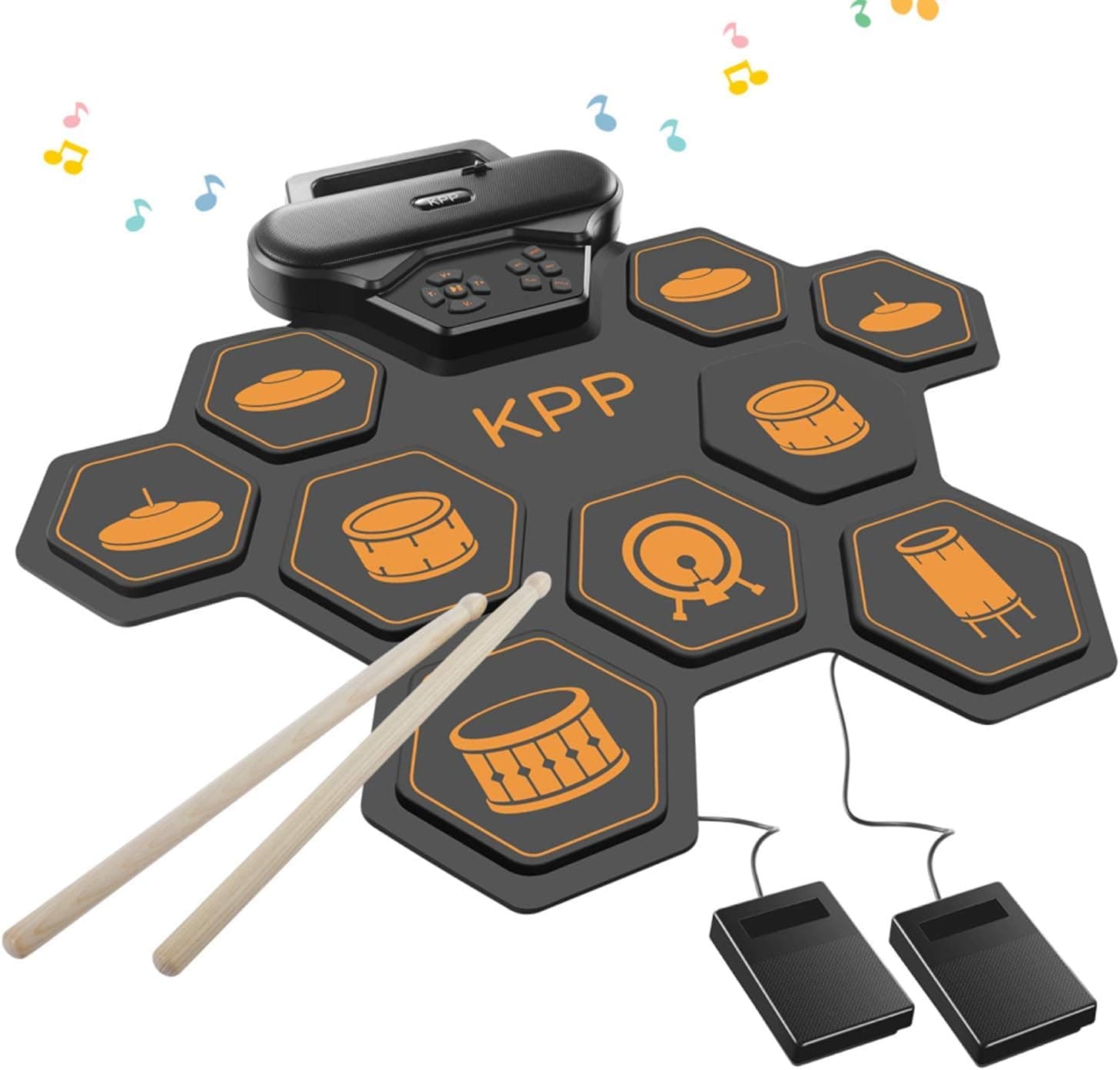 KPP Electronic Drum Set for Kids Beginners Adults Electronic Drum Pad MIDI Drums Pad with Headphone Built-in Speaker, Drum Sticks, Digital Drum Set Gift for Kid Adults Christmas Holiday Birthday