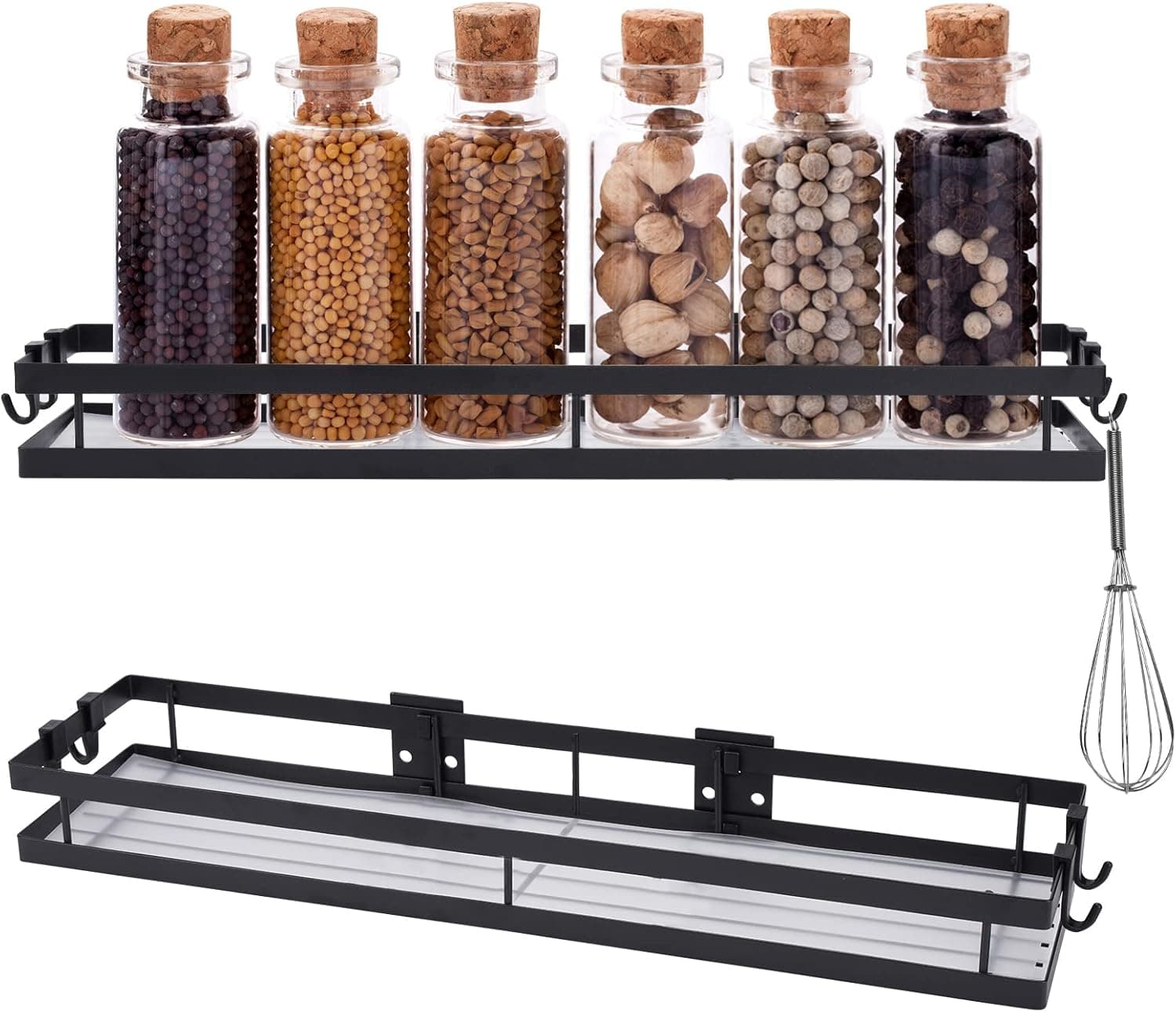 Lc.Courage Spice Rack Organizer Wall Mounted Shelves Storage Sturdy Hanging Seasoning Organizer For Kitchen Bathroom (15.75in/ 40cm)