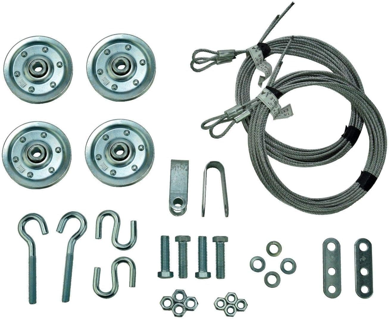 Garage Door Extension Spring Pulley Sheave Kit +SAFETY CABLES & INSTRUCTIONS (1set)