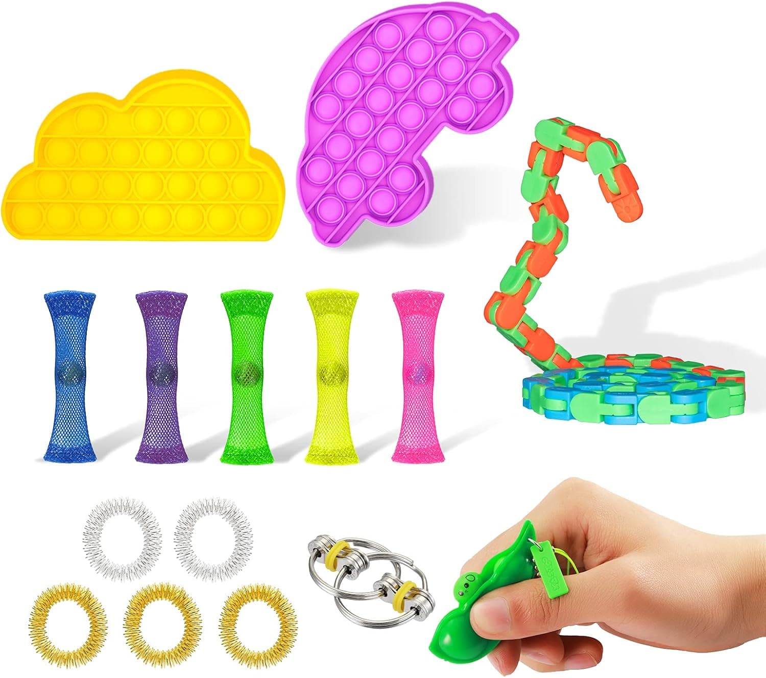 Sensory Fidget Toys Set 16Pcs, Anti-Anxiety Adults Fidget Packs Stress Relief Toys Gift for ADHD ADD Autism Kids, Birthday Party Favors Rewards Prizes