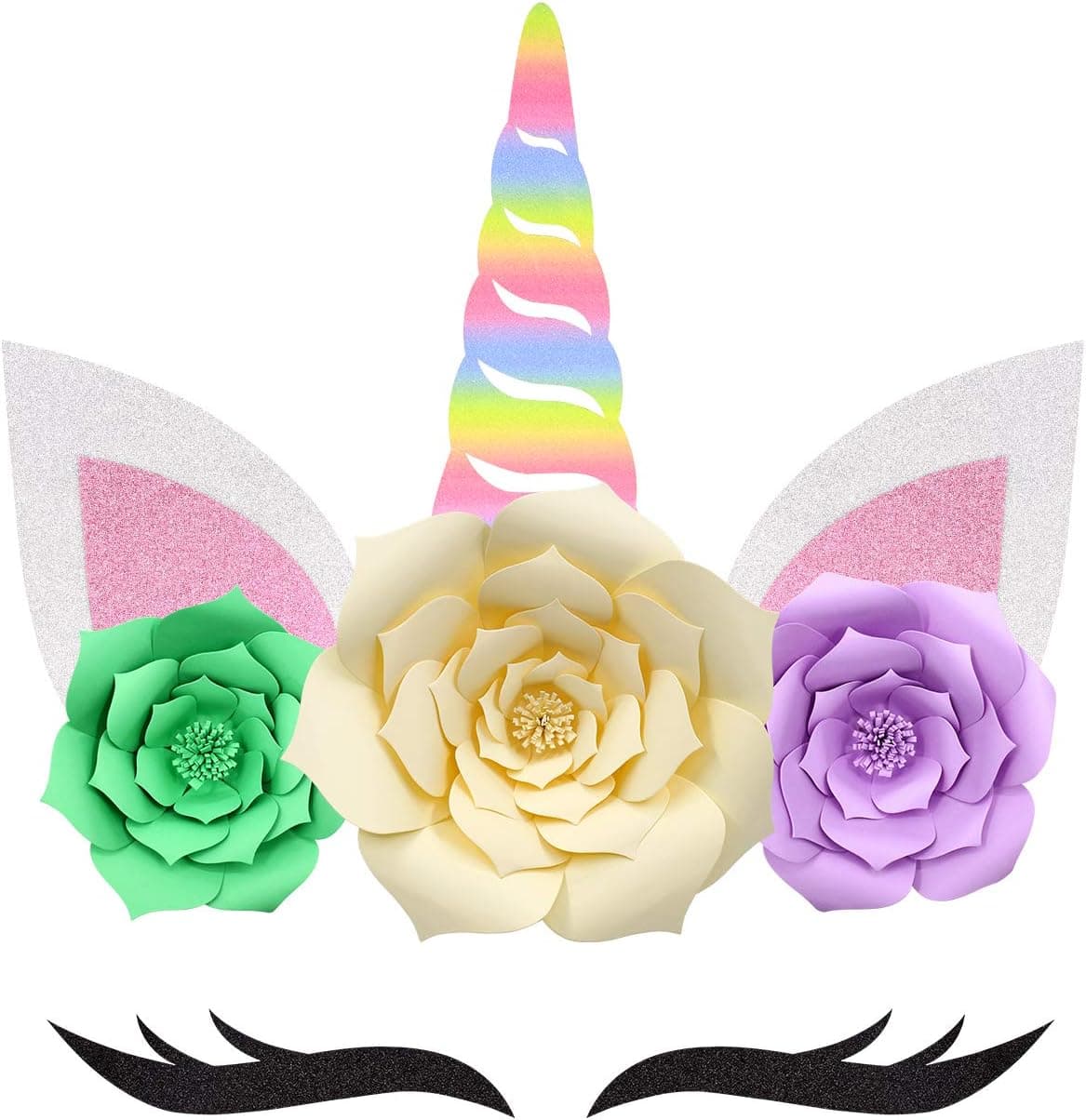 Yaaaaasss! Backdrop Party Wall Decorations Large Horn Ears Eyelashes Face Birthday Party Flower Set